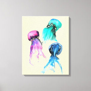 Toile Cute méduse trio aquarelle art