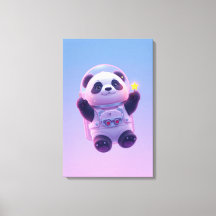 Cute Panda Astronaut Kids Wall Art – Funny Space 