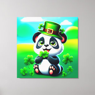 Toile Cute Panda avec thème de la Saint Patrick