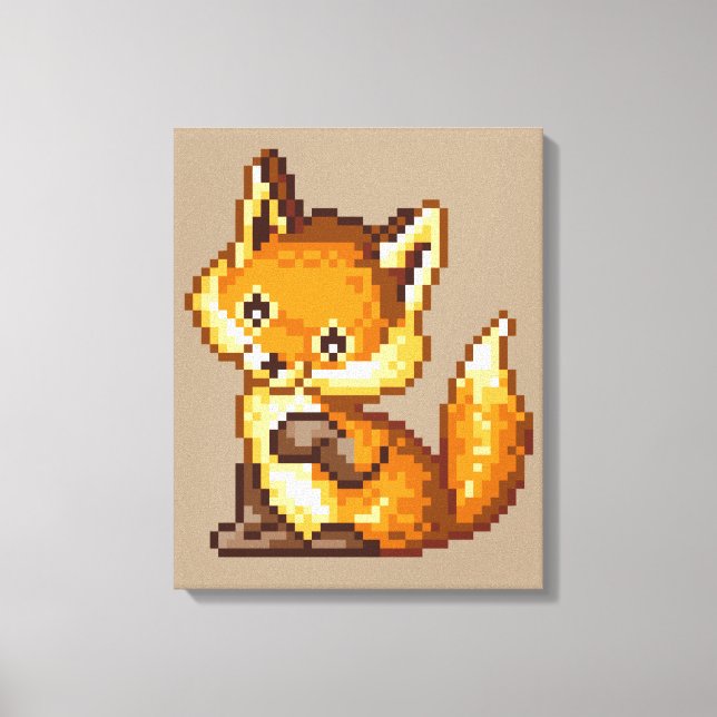 Toile Cute Pixel Art Fox (Recto)