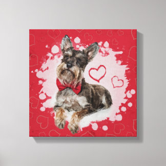 Toile Cute Schnauzer sur le Motif des coeurs