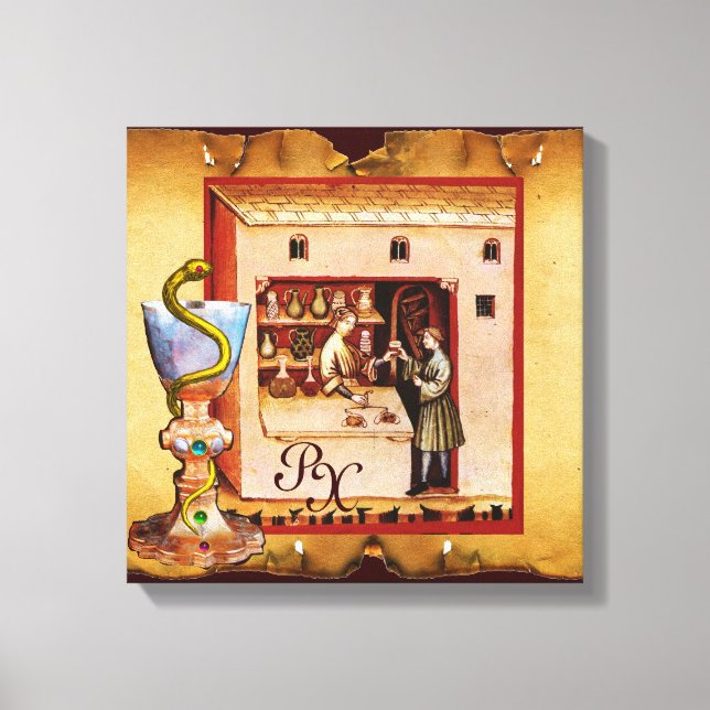 Toile CUVETTE de médecine de MONOGRAMME de HYGEIA, (Recto)