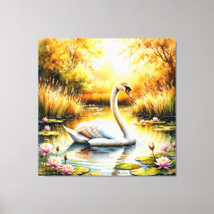 Toile Cygne élégant glissant sur un étang tranquille