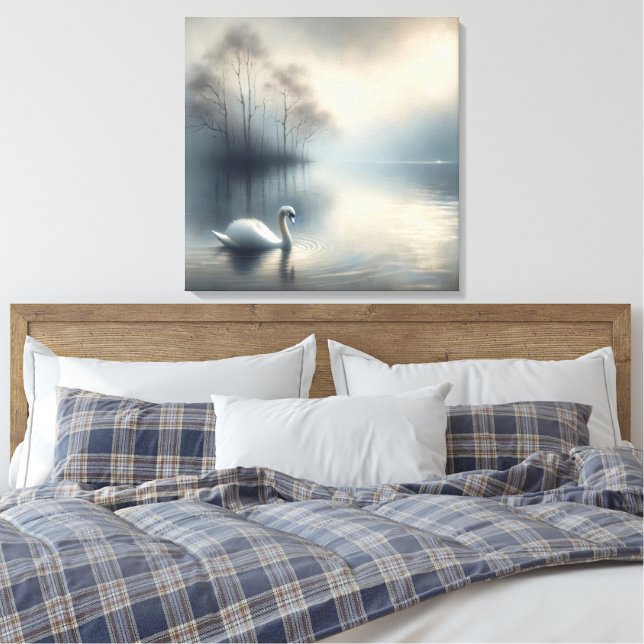 Toile Cygne Solitaire Sur Le Lac Misty (Insitu(Chambre))