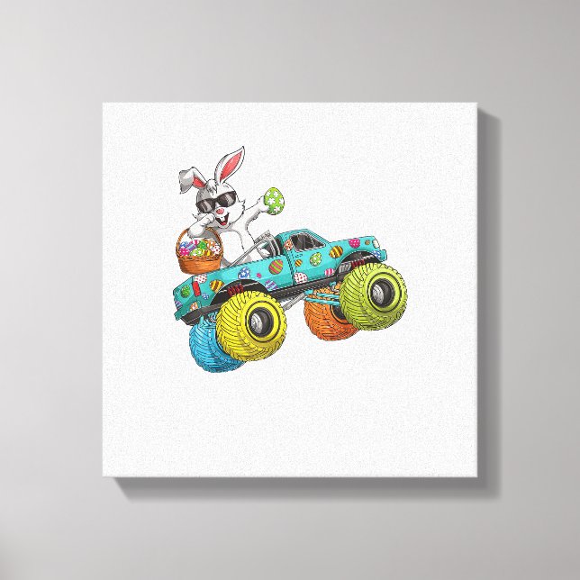 Toile Dabbing Bunny Happy Easter Monster Truck Lovers Ki (Recto)