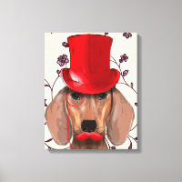 Dachshund Avec Chapeau Rouge Haut