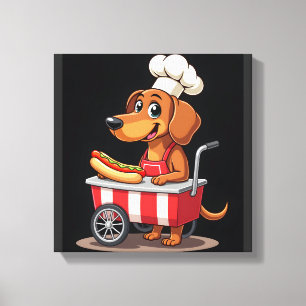 Toile Dachshund Drôle Chien Hotdog Sandwich Weenie Sauci
