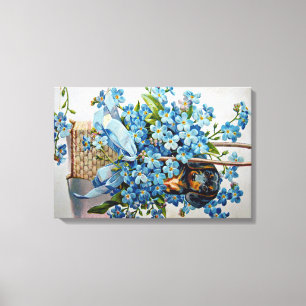 Toile Dachshund et Forget-Me-Nots
