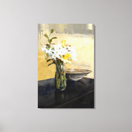 Toile Daffodique Stillife en Jaunes et Noir