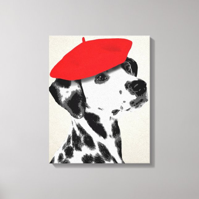 Toile Dalmatien Avec Beret Rouge (Recto)