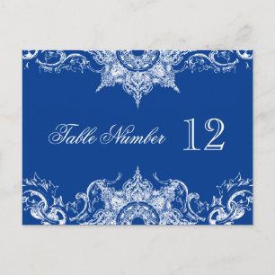 Toile Damask Empfang Tischnummern Royal Blue