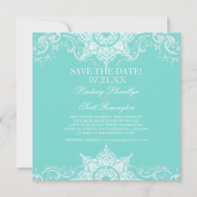 Toile Damask Swirl Speichern Sie die Daten Save The Date (Vorderseite)