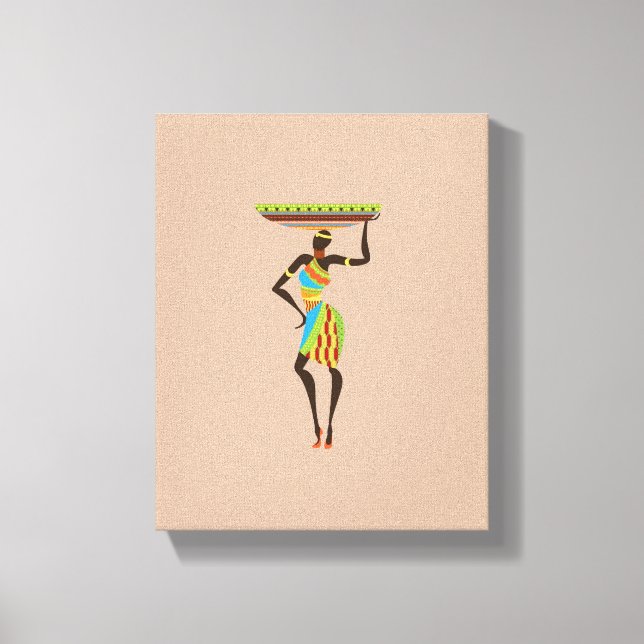 Toile Dame africaine avec panier Art tribal (Recto)