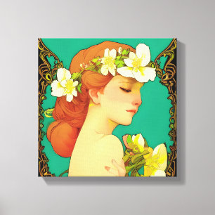 Toile Dame celtique avec des fleurs dans ses cheveux