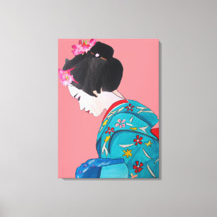 Toile Dame japonaise de geisha avec des beaux-arts de