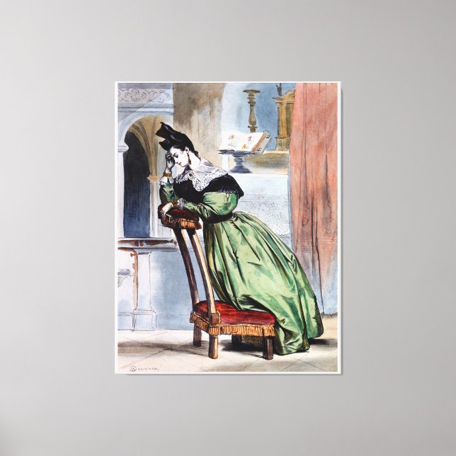 Toile Dame victorienne contemporaine en vert - Elegant A (Recto)