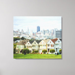 Toile Dames peintes, maisons victoriennes et skyline