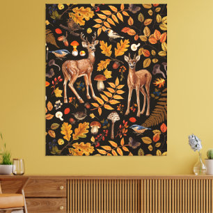 Toile Dans les bois / Cerf d'automne sur noir