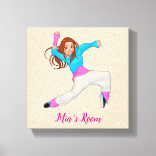 Toile Danse hip hop fille de nom chambre
