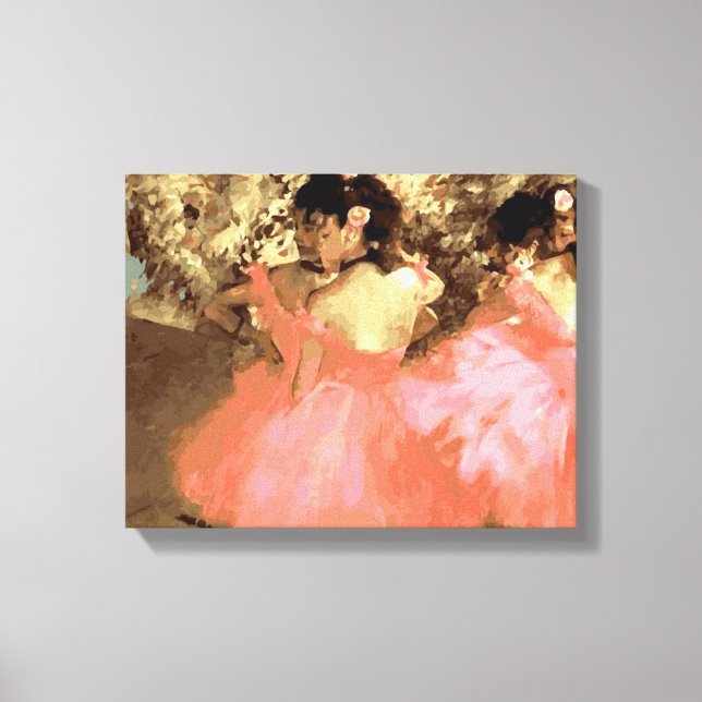 Toile Danseurs en rose par Degas Wrapped Canvas (Recto)