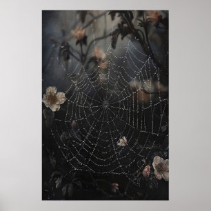 Toile d'araignée avec rosée dans une impression de