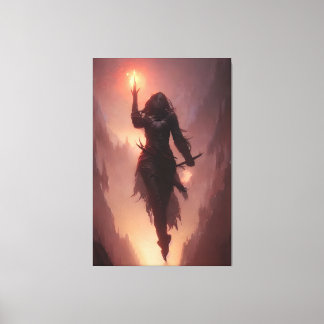 Toile Dark sorceress casting a flame spell