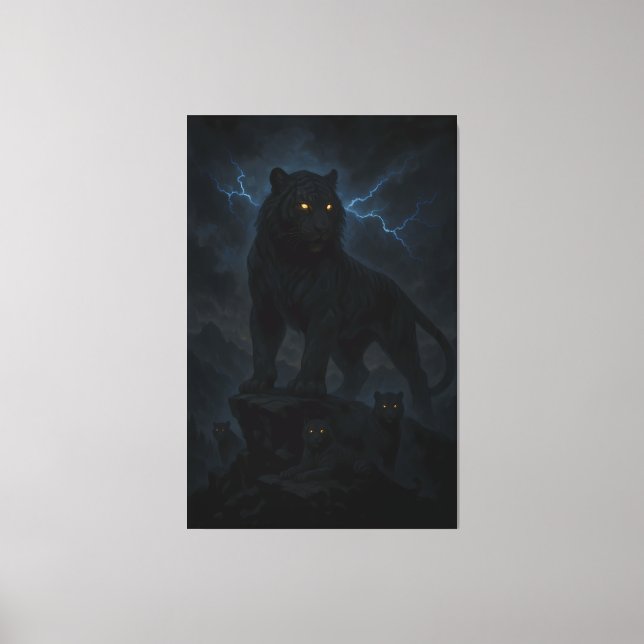 Toile Dark Storm White Tiger Family – Golden Eyes Guardi (Recto)