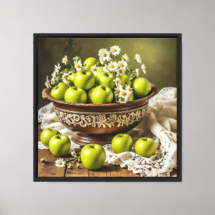 Toile d'art 16"x16". Pommes vertes