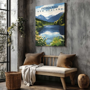 Toile d'art de l'affiche de voyage en Fiordland No
