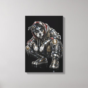 Toile d'art mural Chien Disco – Mosaïque moderne d