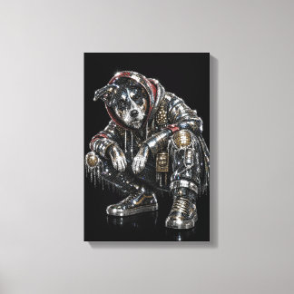 Toile d'art mural Chien Disco – Mosaïque moderne d
