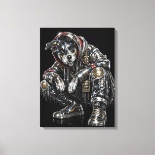 Toile d'art mural Chien Disco – Mosaïque moderne d
