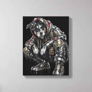 Toile d'art mural Chien Disco – Mosaïque moderne d
