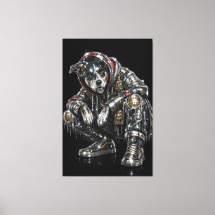 Toile d'art mural Chien Disco – Mosaïque moderne d