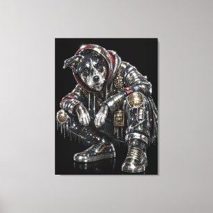 Toile d'art mural Chien Disco – Mosaïque moderne d