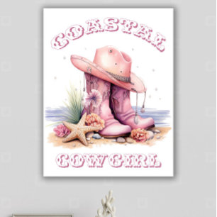 Toile d'art mural Cowgirl côtier sur toile