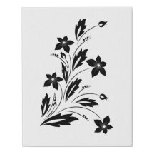 Toile d'art noir et blanc à fleurs