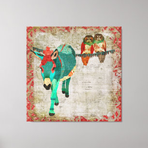 Toile d'art rose de hiboux de rubis de Moïse