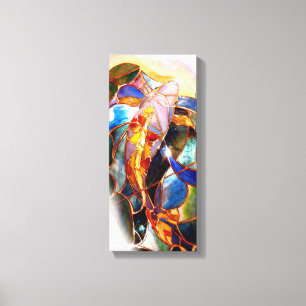 Toile d'art traditionnelle de poissons de Koi en