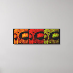 Toile d'art triptyque Bouddha Visages