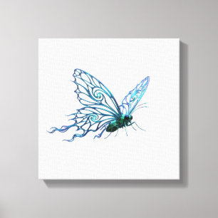 Toile d'art unique papillon bleu - Style dessiné à