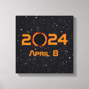 Toile Date de la éclipse solaire totale 2024 Ciel étoilé