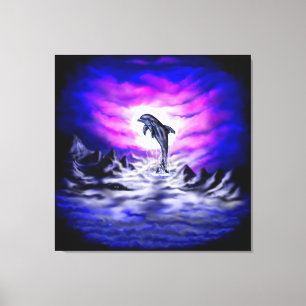 Toile Dauphin clair de lune