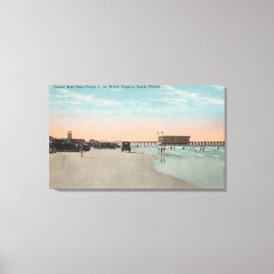 Toile Daytona, FL - vue de plage avec des voitures et