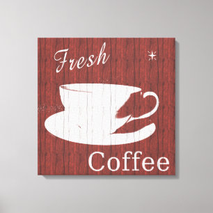 Toile de café en bois patiné - Rouge