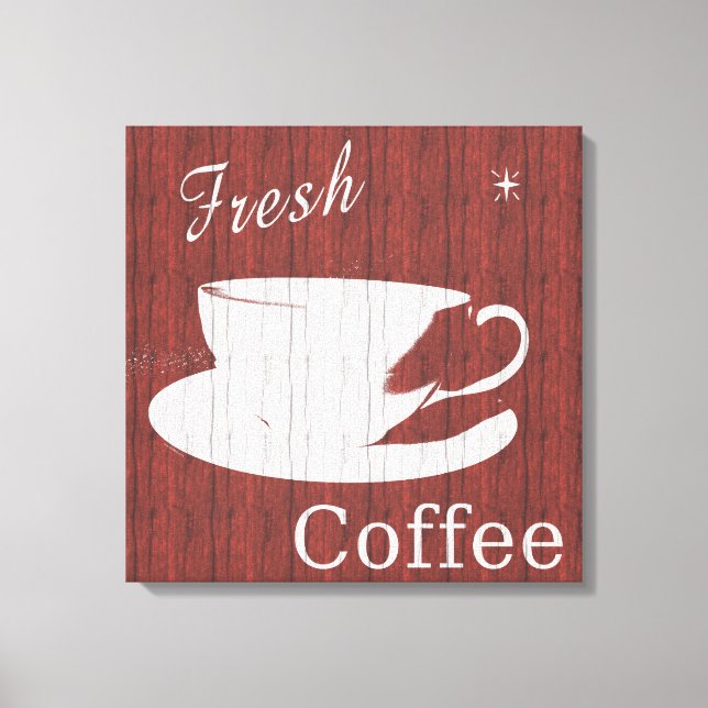 Toile de café en bois patiné - Rouge (Recto)
