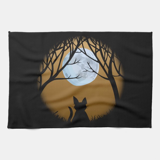 Toile de chat Gras Chat Noir Serviettes de thé Art (Horizontal)