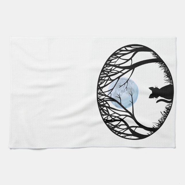 Toile de chat Gras Chat Noir Serviettes de thé Art (Horizontal)