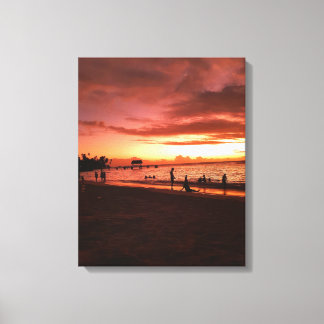 Toile de coucher de soleil des Caraïbes d'or
