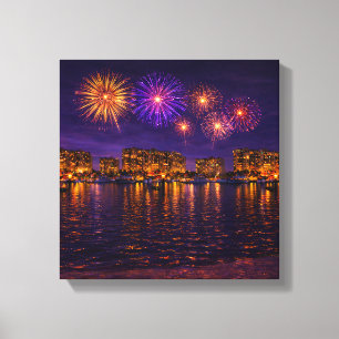 Toile de fond de feu d'artifice de nuit de luxe au